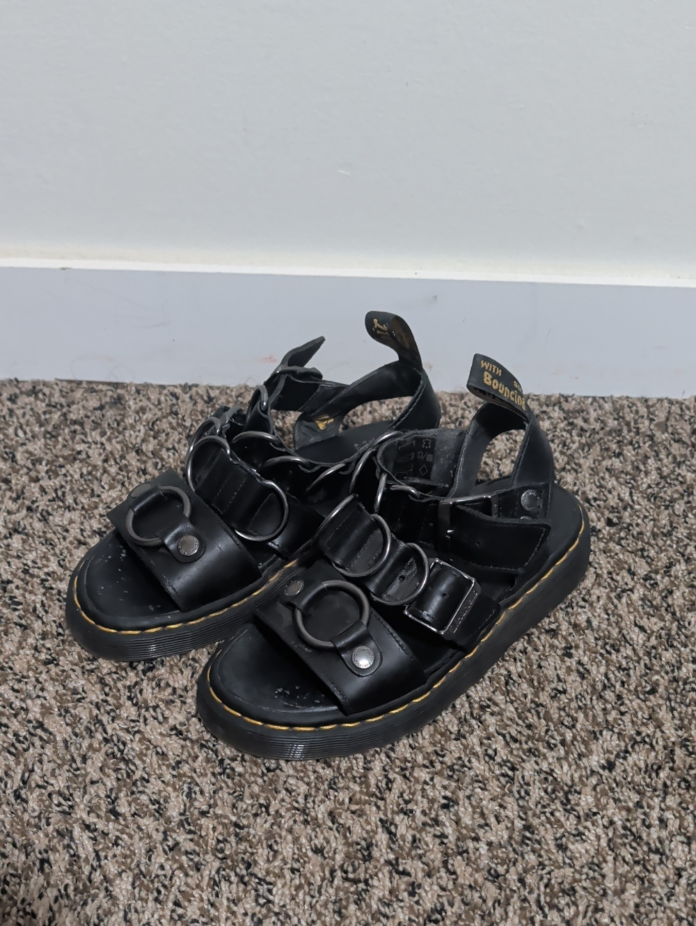 Dr. Martens Black Triple-Buckle Sandals